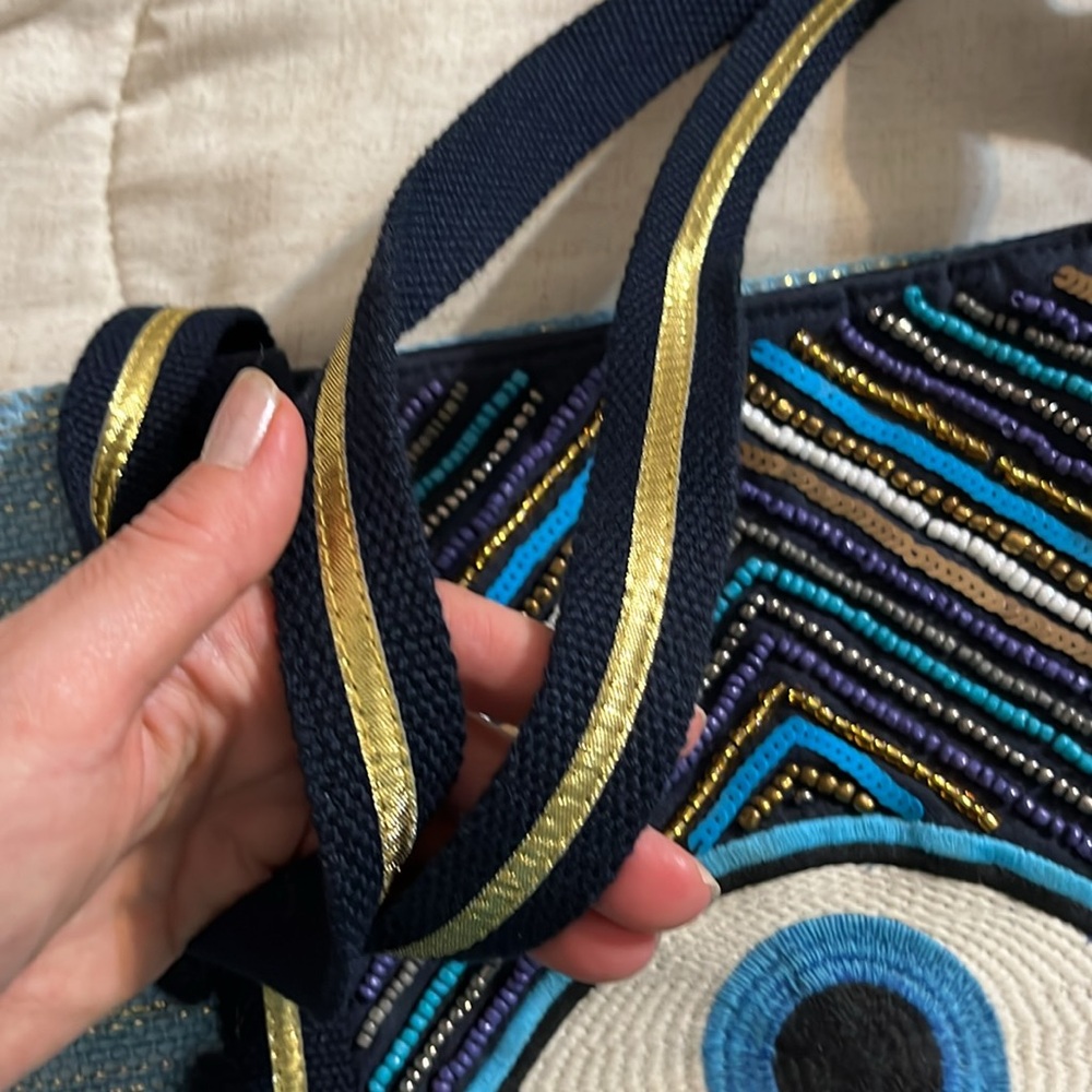 Blue Beaded Tote Bag - Picture 5 of 10